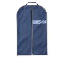 Чехол для одежды из спанбонда с окошком синий, кант серый, BL 120-60