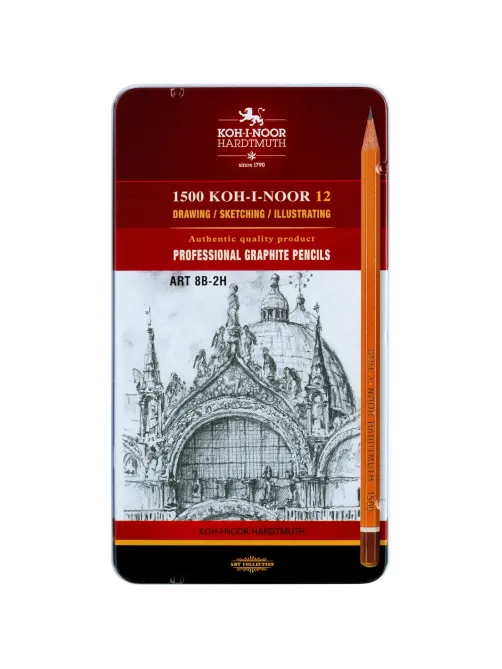 Набор карандашей черногр KOH-I-NOOR 1502/II 8B-2H 12шт./наб.,б/ласт, Чехия