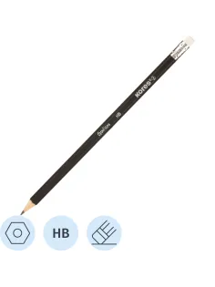 Карандаш чернографитный Kores шестигранный HB с ластиком