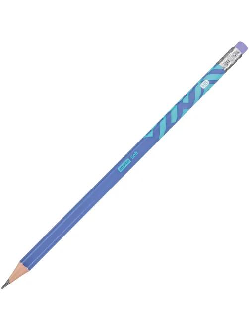 Карандаш чернографитный Attache Soft HB, ласт, шестигр, дерево, в асс