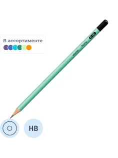 Карандаш чернографитный Attache Pearly, круглый, б/ласт, ассорти