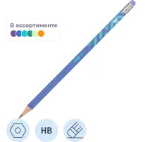 Карандаш чернографитный Attache Soft HB, ласт, шестигр, дерево, в асс