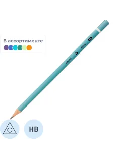 Карандаш чернографитный Attache Shine, трехгранный, б/ласт, ассорти