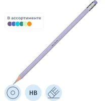 Карандаш чернографитный Borealis HB трехг, с ласт,в асс