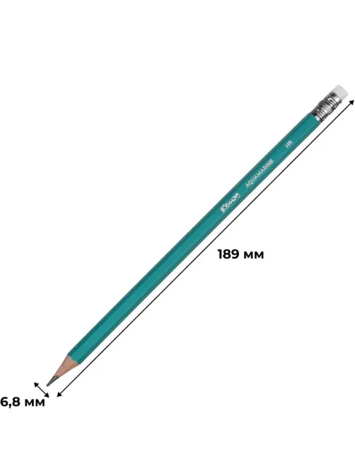 Карандаш чернографитный Комус Aquamarine дерево, шестигр, с ласт., зел.корп