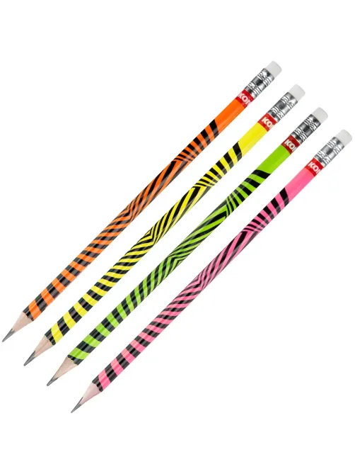 Карандаш чернографитный Kores Grafitos Neon трехгранный HB с ластиком
