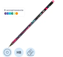 Карандаш Ч/Г Deli, Graffiti texture, кругл, ластик, EC044-HB, в асс
