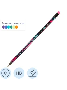 Карандаш Ч/Г Deli, Graffiti texture, кругл, ластик, EC044-HB, в асс