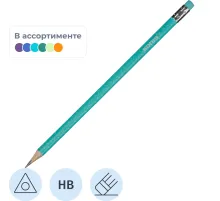 Карандаш чернографитный CollageStylePastel HB трехгр,заточ,с ластиком 92803