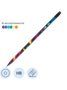 Карандаш Ч/Г Deli, Paint texture, кругл, ластик, EC043-HB в асс