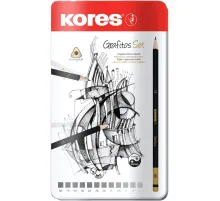 Набор карандашей чернографитных Kores GRAFITOS,трехгр.12 шт.(2Н-8В), 92162