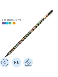 Карандаш Ч/Г Deli, Animal texture, кругл, 2.2мм, ластик, EC041-HB