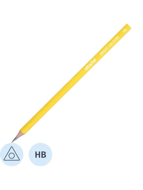Карандаш чернографитный трехгр, Attache Bright colors, HB, желтый корпус
