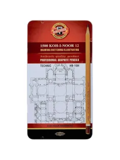 Набор карандашей чернгр KOH-I-NOOR TECHNIC HB-10H 12шт мет.к.1502012007PLRU