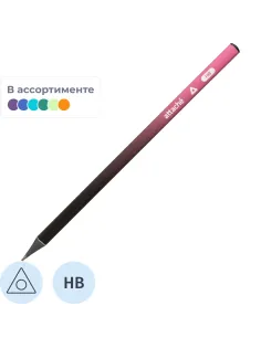 Карандаш чернографитный Attache Градиент, трехгран,черн.дер.,б/ласт,ассорти