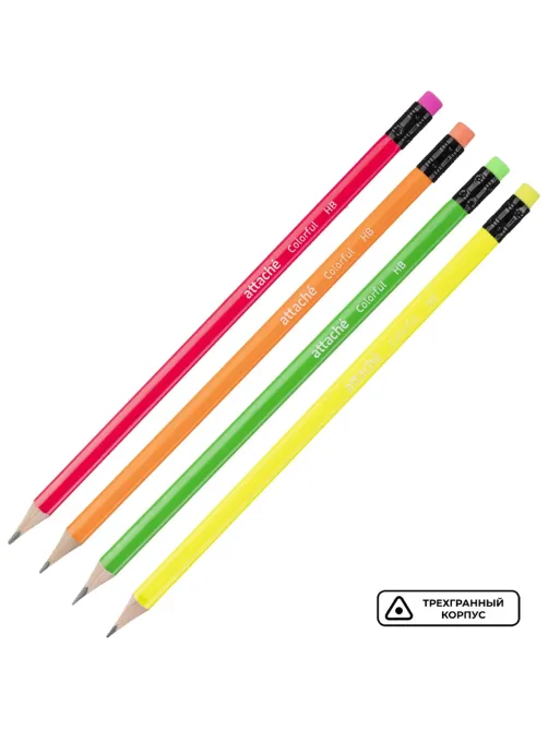Карандаш чернографитный Attache Colorful! HB заточ.,с ласт.