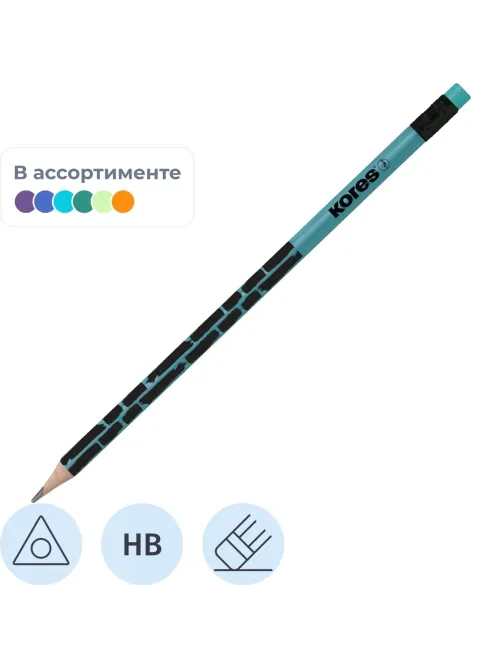 Карандаш чернографитный Kores CrackedStyleMetal трехгранный 92813