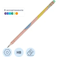 Карандаш чернографитный Deli Macaron EU54800 HB шестигр., корпус в ассорт