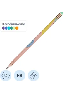 Карандаш чернографитный Deli Macaron EU54800 HB шестигр., корпус в ассорт