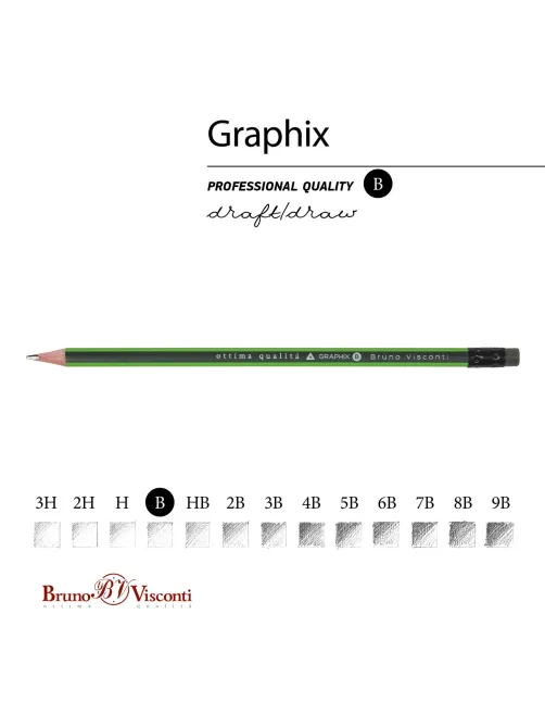 Карандаш чернографитный BV Graphix с ластиком В 21-0023