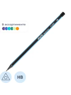 Карандаш чернографитный Flash HB б/ласт черн.дерево ассор