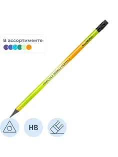 Карандаш чернографитный Deli Enovation HB пластиковый с ластиком в ассортим