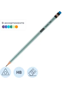 Карандаш чернографитный Attache Pearly HB, ласт, трехгр, дерево, в асс