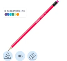 Карандаш чернографитный Attache Colorful! HB заточ.,с ласт.