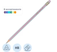 Карандаш чернографитный Attache Meridian HB заточ.,с ласт., корп.ассорти