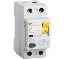УЗО выключатель диф. тока IEK ВД1-63 2п 25А 30мА тип AC MDV10-2-025-030