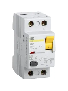 УЗО выключатель диф. тока IEK ВД1-63 2п 40А 30мА тип AC MDV10-2-040-030