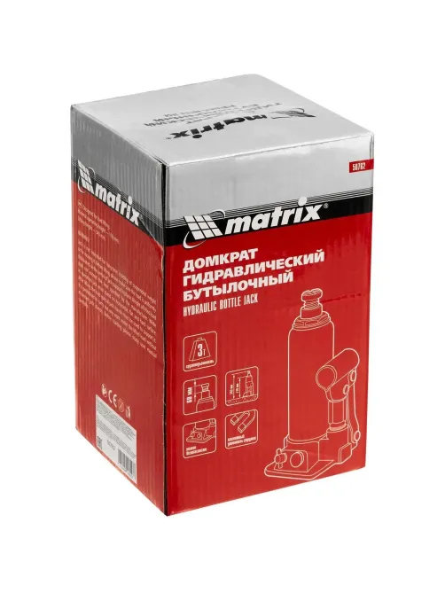 Домкрат гидравлический бутылочный, 3т, 178-343 мм Matrix 50762
