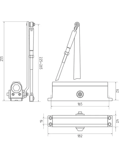 Доводчик ISPARUS 430 F фиксация (от 50 до 110кг) (графит)