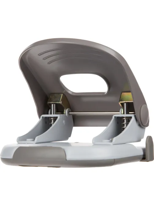 Дырокол Deli PRO E0120, макс.:40 л, металл, 2 отверстия, с линейкой, серый