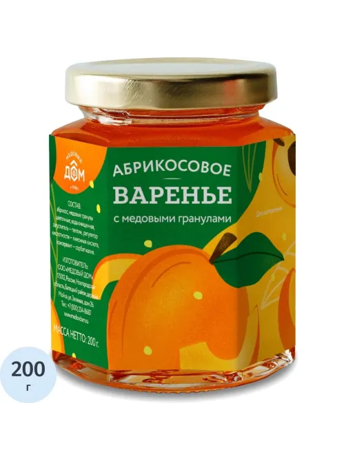 Варенье Медовый Дом абрикосовое нестерилизованное стекло, 200г