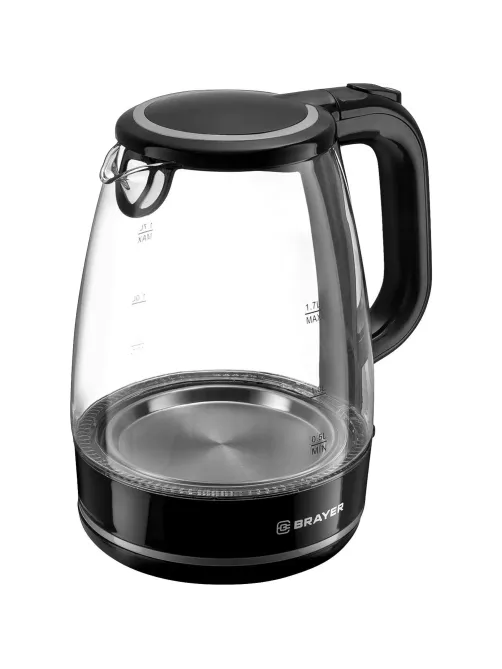 Чайник электрический BRAYER BR1030,2.2 кВт, 1,7 л, стекло,автооткл.,подсвет