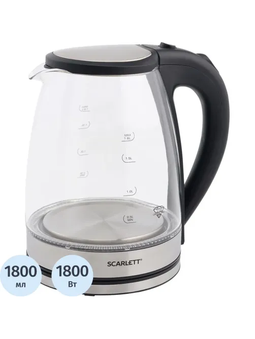 Чайник Scarlett SC-EK27G35, 1800Вт, 1.8л, стекло/сталь