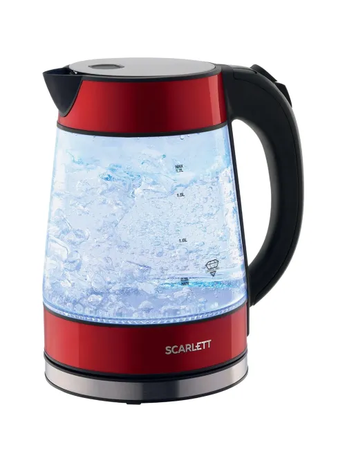 Чайник электрический SCARLETT SC-EK27G79, стекло, 2200Вт, 1.7л, красный
