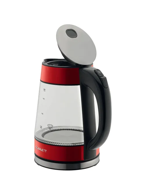 Чайник электрический SCARLETT SC-EK27G79, стекло, 2200Вт, 1.7л, красный