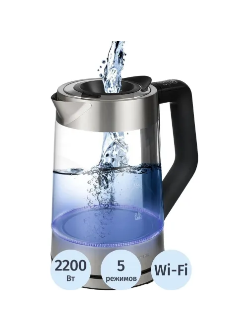 Чайник элект. Polaris  PWK 1725CGLD WIFI IQ Home, стекло,2200Вт, 1,7л,WI-FI