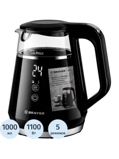 Чайник BRAYER 6105BR 1100Вт,1л,Cool Touch,электрический,cенс.упр,автооткл