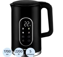 Чайник BRAYER 6107BR-BK,электрический,2200Вт,1,7л,Cool Touch,cенсор упр