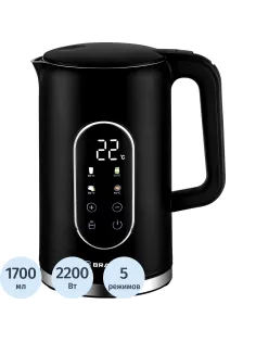 Чайник BRAYER 6107BR-BK,электрический,2200Вт,1,7л,Cool Touch,cенсор упр