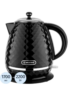Чайник электрический BRAYER BR1008BK, 2200 Вт, 1,7 л, Strix, автоотключ