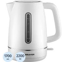 Чайник BRAYER 6103BR-WH,электрический,2200Вт,1,7л, платик.STRIX, автоотключ