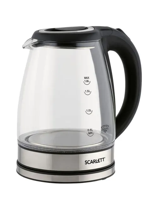Чайник SCARLETT SC-EK27G88, электрический, стекло, 1800Вт, 1.8л, черный