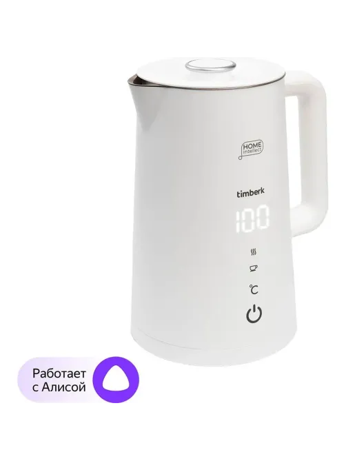 Чайник Timberk T-EK21S103WF, электрический с Wi-Fi,2200Вт, 1.7л, белый