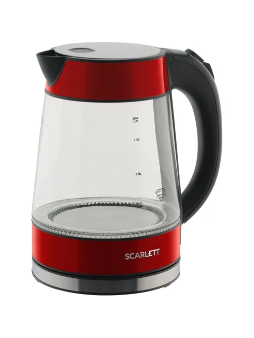Чайник электрический SCARLETT SC-EK27G79, стекло, 2200Вт, 1.7л, красный