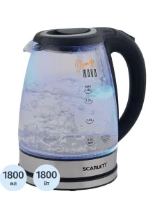 Чайник SCARLETT SC-EK27G36,электрический, стекло, 1800Вт, 1.8л, черный