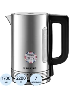 Чайник электрический BRAYER BR1060,2,2кВт,1,7л,STRIX,металл,подсвет